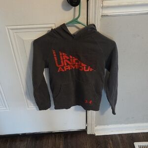 Under Armour Kids Charcoal Hoodie with Red Logo
